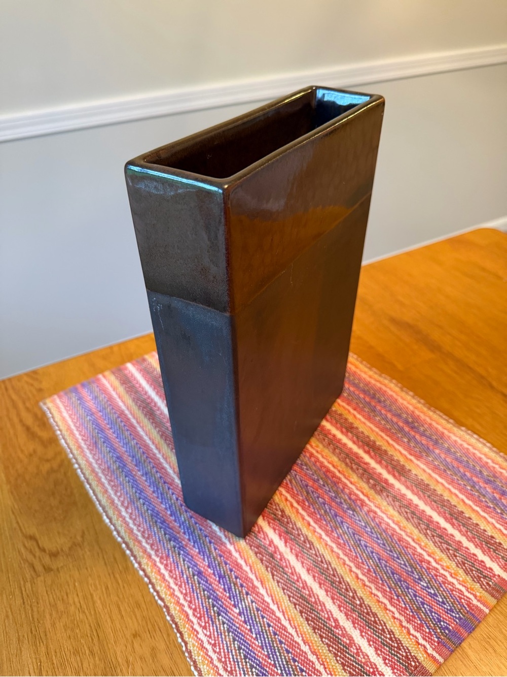 Architectural Ceramic Vase in Deep Chocolate Brown